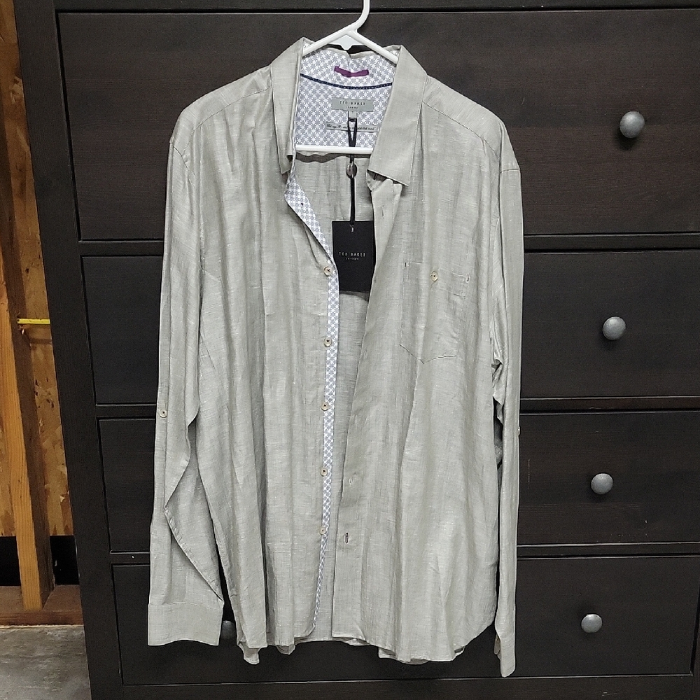 Ted Baker London Men's Light Gray Button-Up Shirt